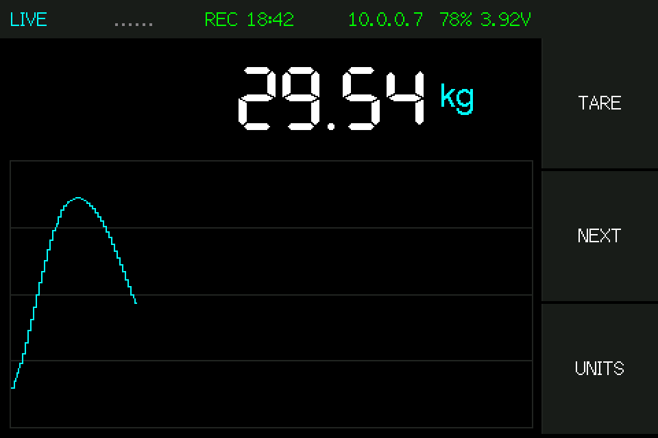 The LIVE screen as rendered by the v9 firmware.